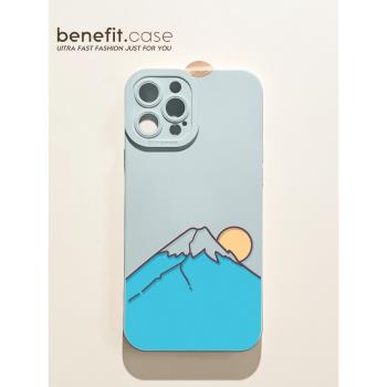 benefit富士山高級感適用于15蘋果13手機殼iphone14promax新款12套11創意xsmax簡約xr全包8plus防摔保護7mini