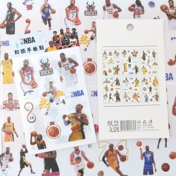NBA球星周邊手賬貼紙籃球明星詹姆斯科比庫里杜蘭特歐文哈登精美人物和紙貼畫學生手機殼ipad行李箱裝飾貼男