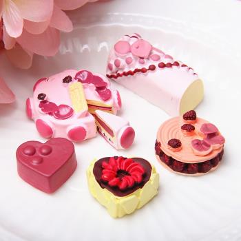 娃娃屋藍莓蛋糕樹脂甜點食玩配件草莓DIY奶油手機殼粉紅擺放裝飾