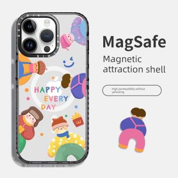 【進口材質】適用于iPhone15promax手機殼新款Magsafe磁吸創意14pro卡通13女plus男pm防摔12高級感派對后殼