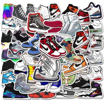 50張潮牌球鞋貼紙運動籃球筆記本電腦手機殼涂鴉裝飾防水貼不重復