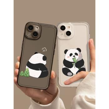 熊貓手機殼適用于蘋果13情侶iphone14promax可愛12花花11新款plus男女xs高級感xr透明pro保護套panda任意機型