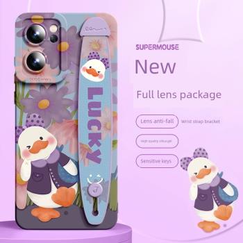 適用opporeno9手機殼reno8pro新款網紅創意爆款7矽膠防摔腕帶支架se鏡頭全包少女男款6小眾卡通+的潮牌拍照鴨