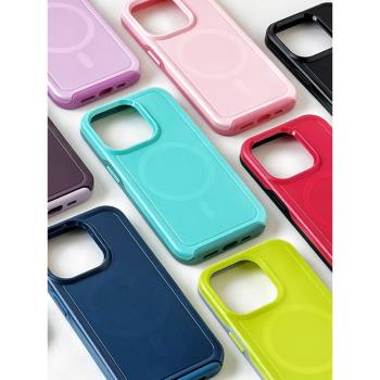 檬夏磁吸磨砂無線充電適用iphone15手機殼蘋果14promax防摔12pro高階感magsafe男生純色女簡約矽膠13/11原創