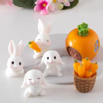 立體兔子公仔蘿卜可愛萌兔diy手機殼自制奶油膠文具盒裝飾擺件