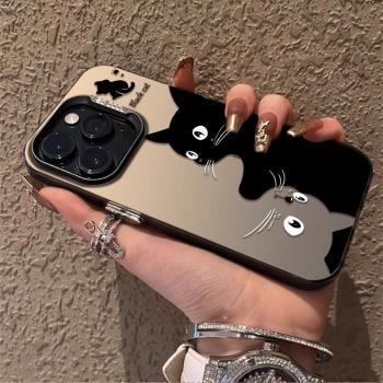 黑白貓咪適用蘋果15promax手機殼卡通創意iphone14pro保護套可愛小眾13pm男12女11情侶xs個性xr小眾高級感x