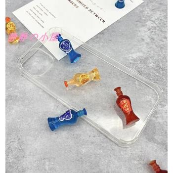 布娃娃屋配件場景模型迷你兒童微縮食玩奶油膠 手機殼材料小酒瓶