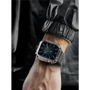 星圖apple watch123456s987se不銹鋼表帶iwatch潮45蘋果手表帶鏈式42透氣44系列40ins創新ultra49個性保護殼