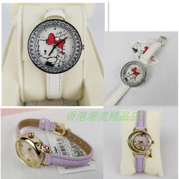 日版三麗鷗Sanrio Kitty 雙子星水晶皮帶少女時尚手錶 兒童電子表