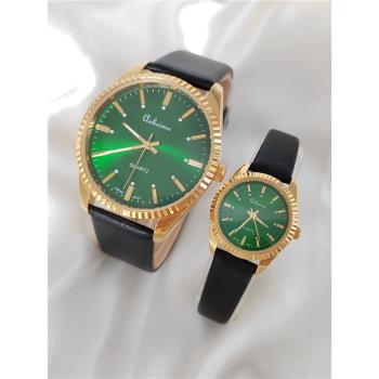 國貨老品牌小眾輕奢綠表盤瑞士機芯全銅經典夜光防水石英情侶手表
