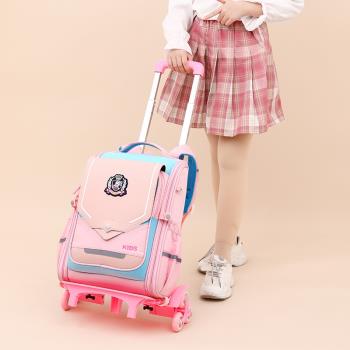 小學生拉桿書包女二三到六年級2024年新款防水爬樓兒童拉桿箱女童