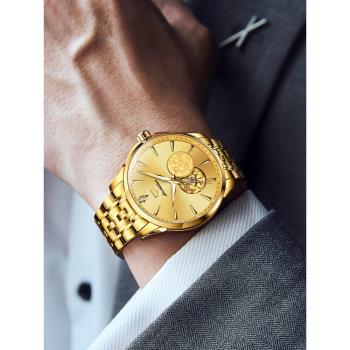 瑞士黃金金表男機械表夜光金仕盾鏤空輕奢品牌手表全自動男表8913