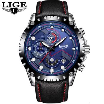 LIGE利格9821 新款皮帶夜光針日歷時尚室外運動個性潮流手表