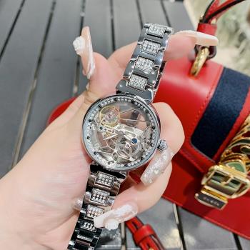 腕表防水士手表鋼帶鏤空機械手表潮流水鉆氣質新款女時尚