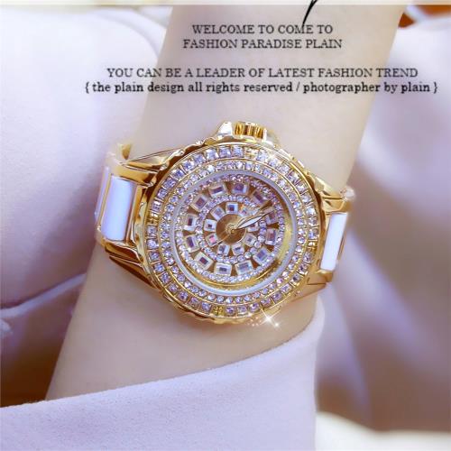 跨境BS新款熱賣手表女士時裝百搭奢華鏈表 滿鉆品牌女表精美禮品