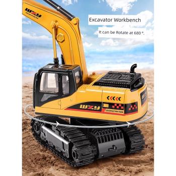 2023年新款玩具男孩履帶式兒童玩具遙控挖掘機挖土機全合金工程車