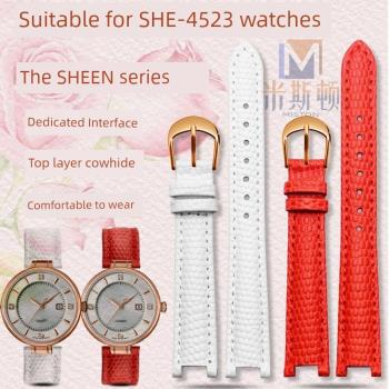 適配卡西歐SHEEN系列5331 SHE-4523凹口手表帶勞士頓3215L皮帶女