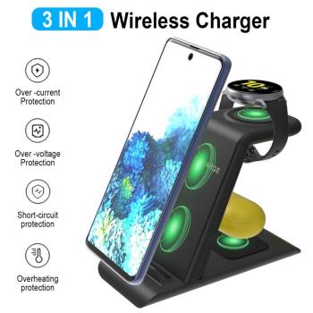 適配三星buds+耳機手機watch4 classic手表三合一充電器42mm46mm