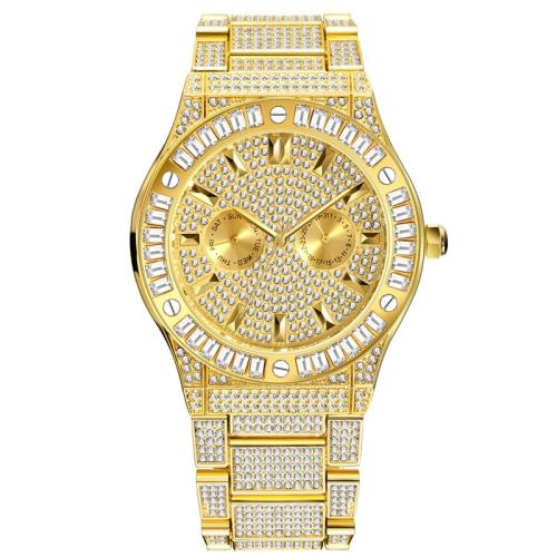 新款 鋼帶石英個性五針日歷手表316FOX時尚金色玫瑰金女國產腕表