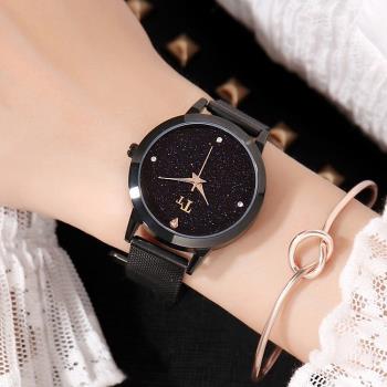 新款表帶士手表潮流個性女款黑色鏡面時尚TT牌不銹鋼石英國產腕表