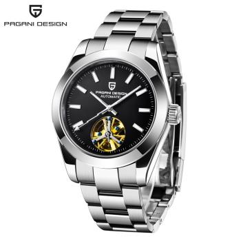 新款表帶全自動機械手表防水1658PAGANI男不銹鋼運動精鋼國產腕表