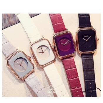 /guou表簡約氣質大氣方形手表款韓版皮帶手表防水女時尚