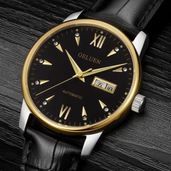 手表雙皮帶腕表瑞士新款防水男士手表機械全自動商務夜光日歷