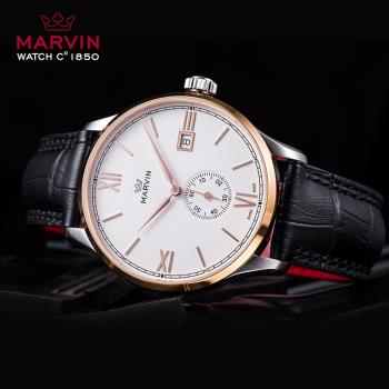 瑞士摩紋表Marvin莫爾頓圓形系列名牌自動機械日歷小秒針男士手表