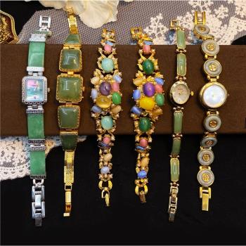Vintage中古古董首飾寶石玉石天然石珍珠鉆石手鐲手鏈石英機械表9
