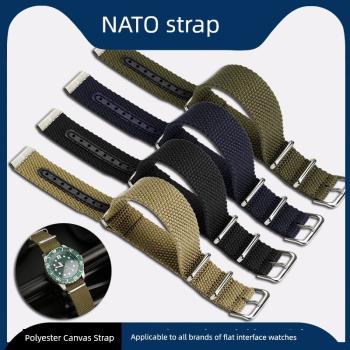 適配勞力士水鬼天梭帆布表帶精工海鷗北約NATO一體手表帶 20 22mm
