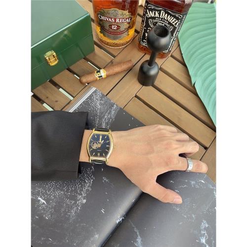 時尚酒桶形手表男皮帶網紅高檔商務休閑土豪金夜光鏤空自動機械表