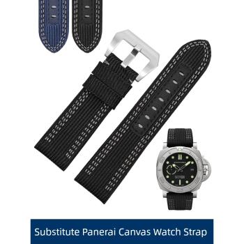 尼龍手表帶適配沛納海潛行系列PAM00984 985帆布表鏈22 24 26mm黑
