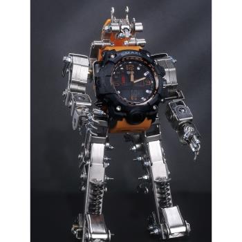 男孩金屬3d拼裝時光機手表支架DIY模型機器人桌擺創意生日禮物男
