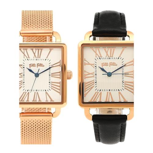 FOLLI FOLLIE芙麗手表經典方形手表時尚秀氣休閑石英表防水女表