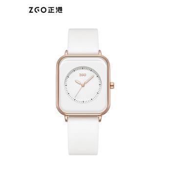 正港ZGO手錶女款學生小眾輕奢女士簡約高階感ins風白色小方表女生