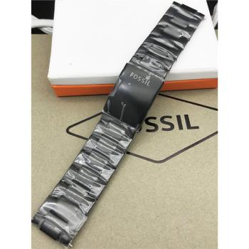 現貨FOSSIL鋼表帶不銹鋼黑色24MM平口通用男士手表JR1401配件