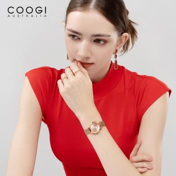 COOGI手表女玫瑰金時裝表進口藍寶石玻璃石英表新年禮物防水腕表