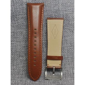 手錶帶牛皮真皮男棕色漆面26MM代fossil平直手錶鏈BQ2383黑色通用