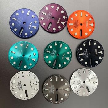 2022爆款 手表改裝雙日歷表盤綠夜光 適合裝NH35機芯29mm配件表盤
