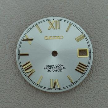 22新款 手表改裝日歷羅馬字表盤 金銀釘 28.5mm 適合裝NH35機芯