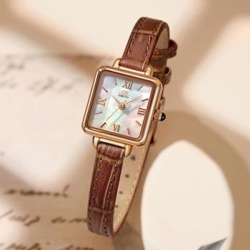 品牌新款小棕表防水氣質時尚方形小巧精致高級感女士石英腕表
