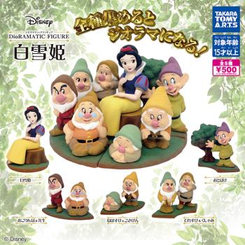 全套5款【日本正版】白雪公主與七矮人 場景公仔 扭蛋 轉蛋 糊塗蛋 七個小矮人 迪士尼 Disney - 059162