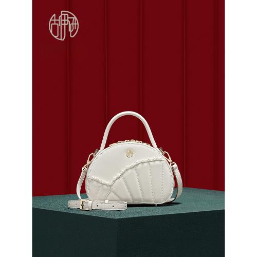 古伊西高級感牛皮純色旗袍包小眾珍珠豆豆包休閑輕奢手拎斜挎單肩