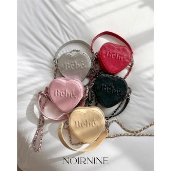NOIRNINE韓國設計師品牌愛心迷你手拿包鏈條包