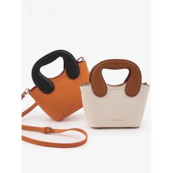 歐米omi女包商場同款新款時尚撞色設計水桶斜挎包流熒光色手提包
