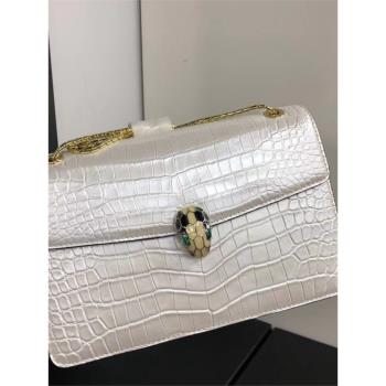 奢華鱷魚皮女包真皮高階感方形單肩包鏈條包休閑小方包新款晚宴包