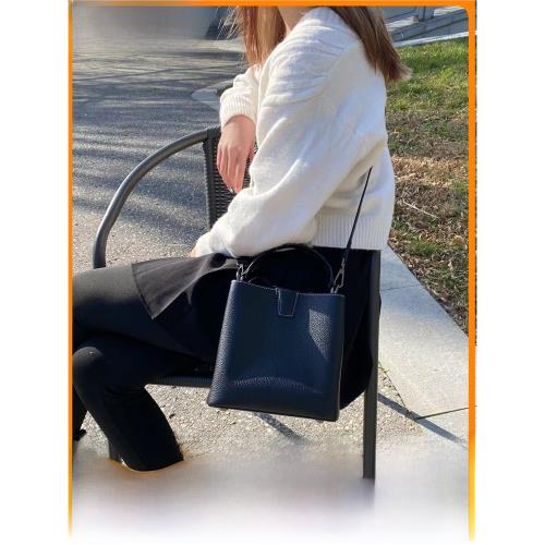 2021新款包包百搭簡約時尚質感單肩斜挎手提水桶包真皮女包四季款