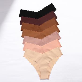 Seamless ice silk pantiesV型無痕冰絲一片式大碼純棉襠女士內褲