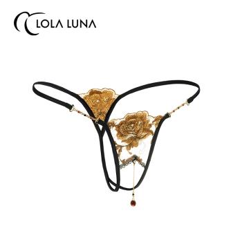 lolaluna【貴妃】牡丹花系列無痕提臀三角透氣性感蕾絲邊低腰內褲