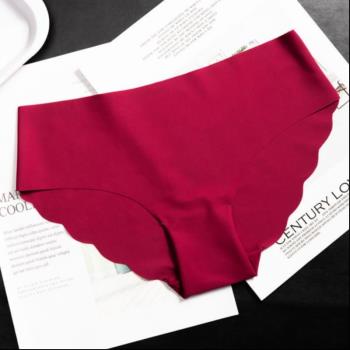 酒紅色內褲女夏季薄款無痕舒適低腰一片式冰絲本命年女士三角褲